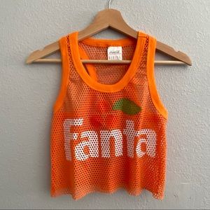 Fanta orange mesh crop tank top